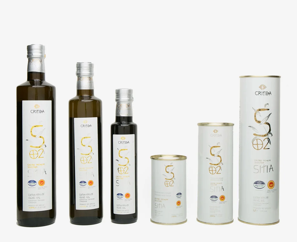 Greek Extra Virgin Olive Oil (EVOO) from the island of Crete Greece. SITIA PDO