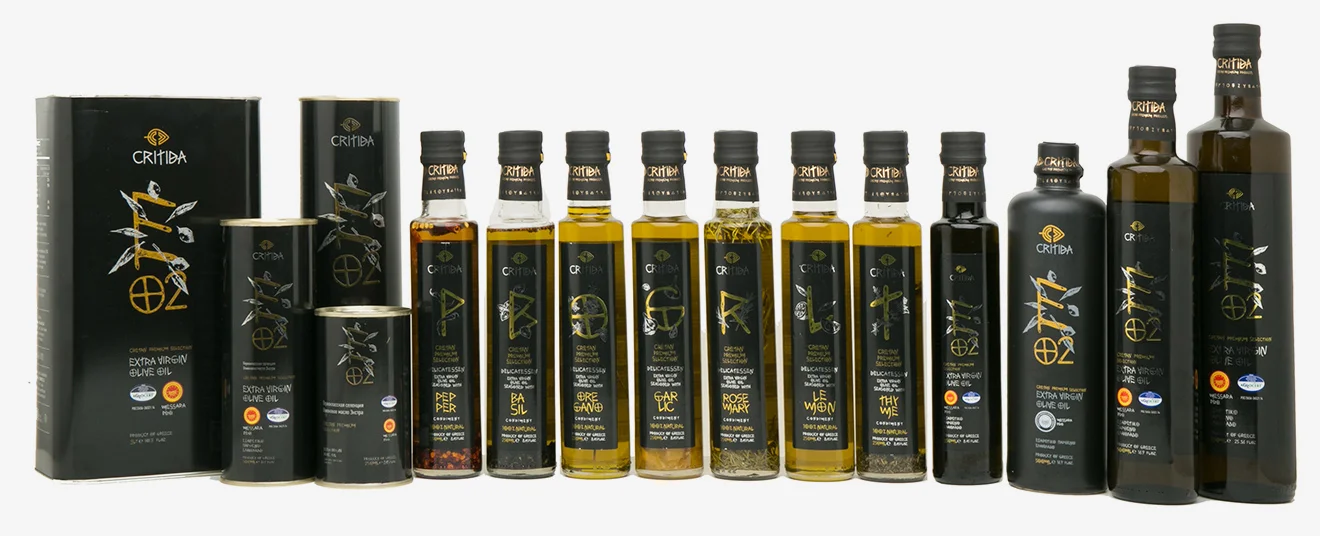 Vores ekstra jomfru olivenolie (EVOO) premiumprodukter fra øen Kreta