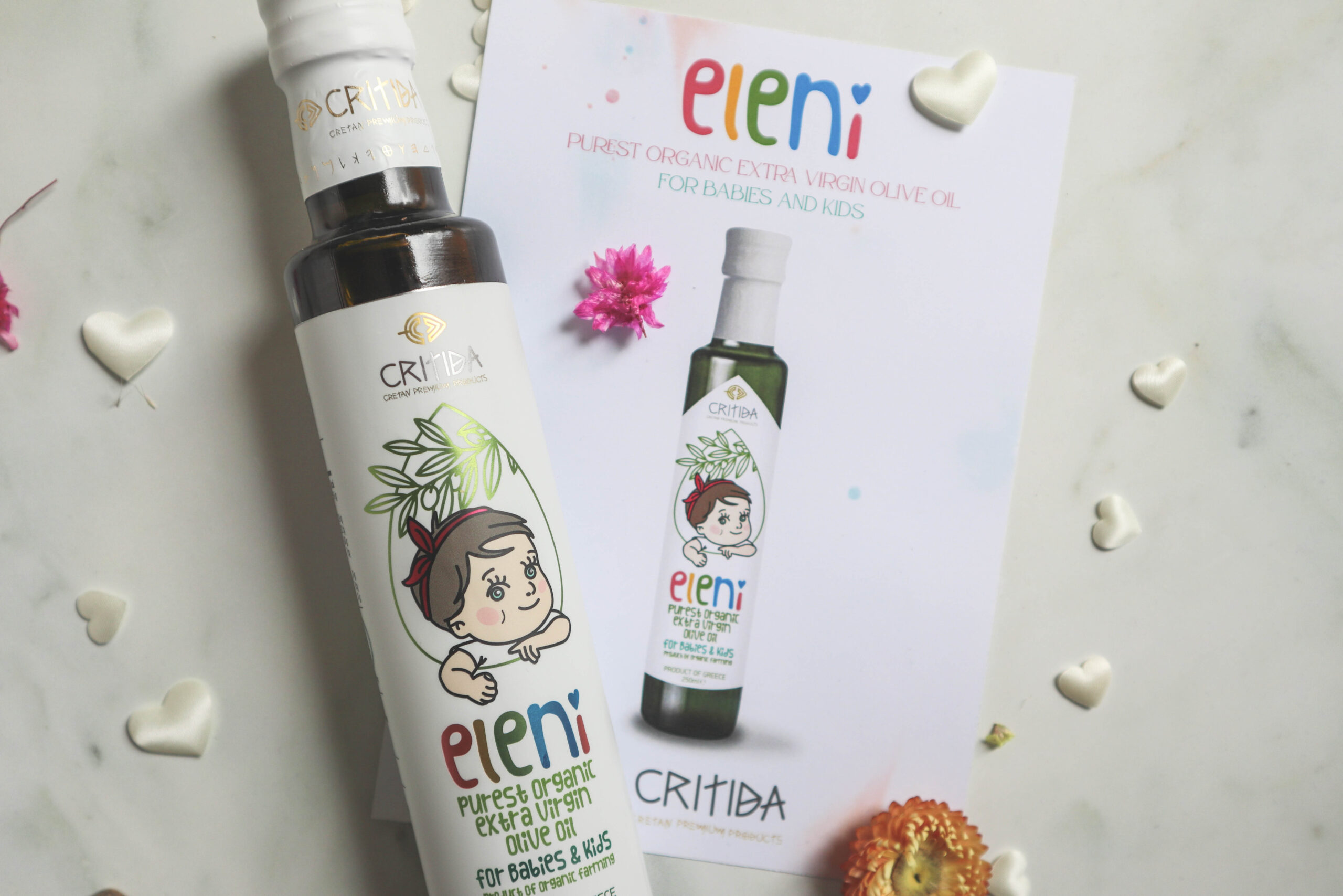 aceite de oliva virgen extra ecológico para bebés y niños de Creta
