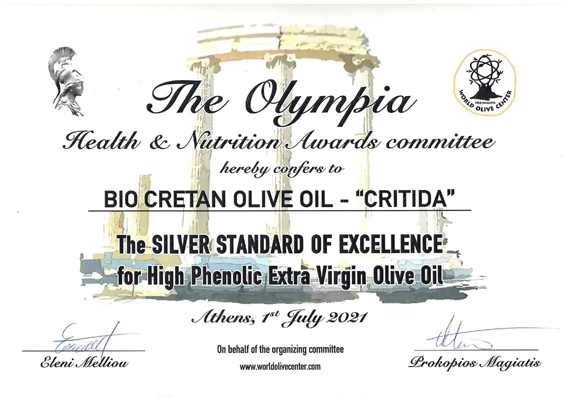 Награды за оливковое масло, полученные на международных конкурсах оливкового масла