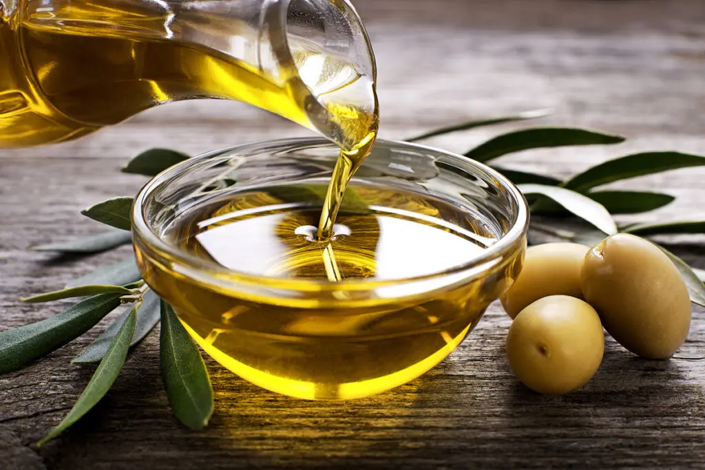 Olive oil in a bowl