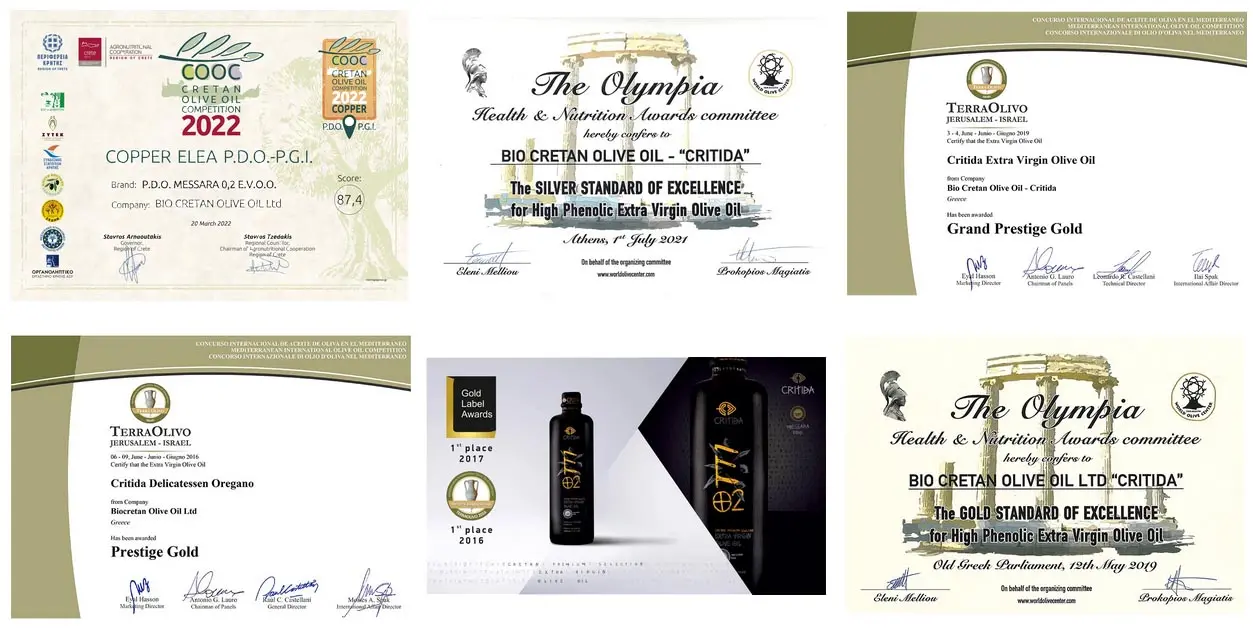 I nostri premi in vari concorsi internazionali di olio d'oliva