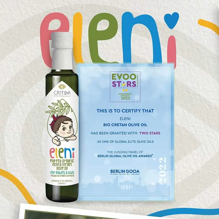 Organic EVOO for Kids and Babies - purest Greek organic extra virgin olive oil from the island of Crete