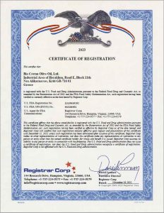 Food and Drug Administration (FDA) CERTIFICATE (US Federal agency)