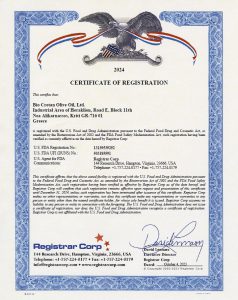 US Food and Drug Administration Certificate (FDA)