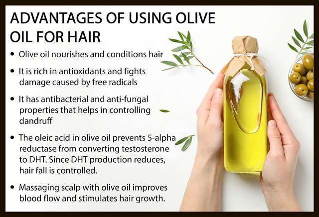 使用橄欖油護理頭髮的好處 - 資訊圖