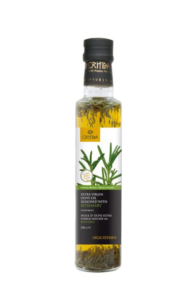 rozemarijn gearomatiseerde EVOO olijfolie van het eiland Kreta Griekenland