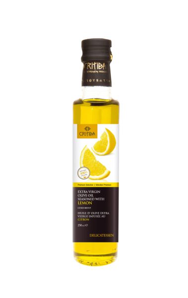 EVOO-Olivenöl mit Zitronengeschmack von der griechischen Insel Kreta