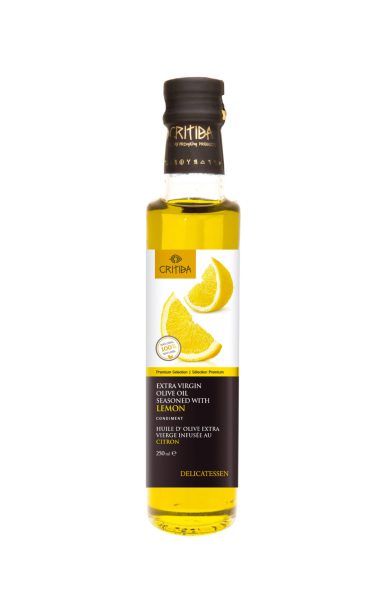 citrom ízű EVOO olívaolaj Kréta Görögország szigetéről