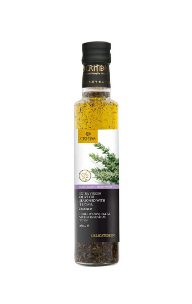ulei de măsline EVOO cu aromă de cimbru din insula Creta, Grecia